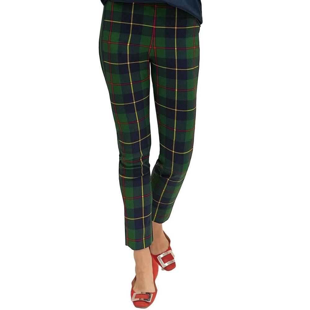 Gretchen Scott Gripeless Pull On Pant - Plaidly Cooper Green Multi Sz Large - Picture 2 of 12